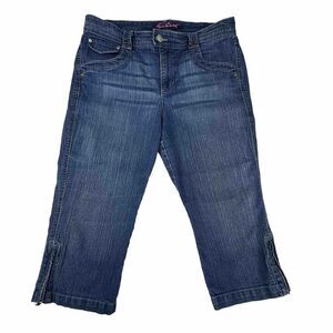 Gloria Vanderbilt Capri Denim Jeans Side Zippers Womens Size 10